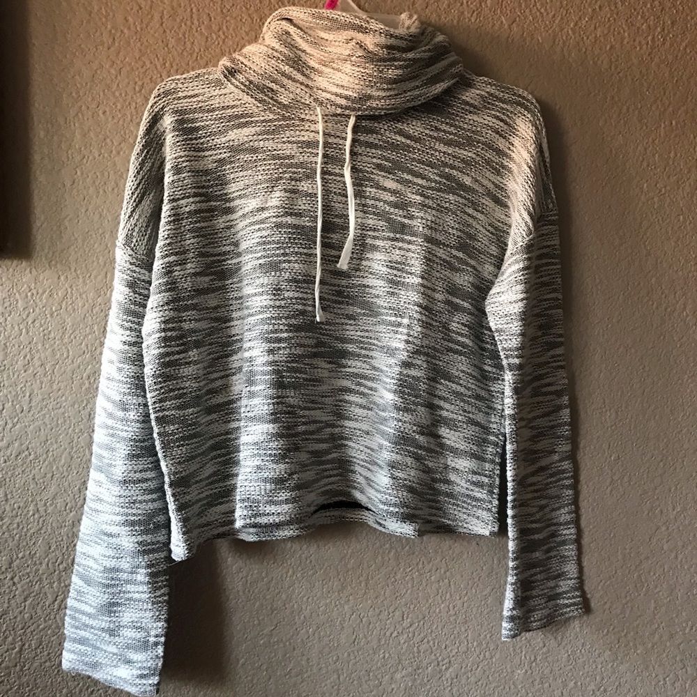 Cropped scrunched neck sweater